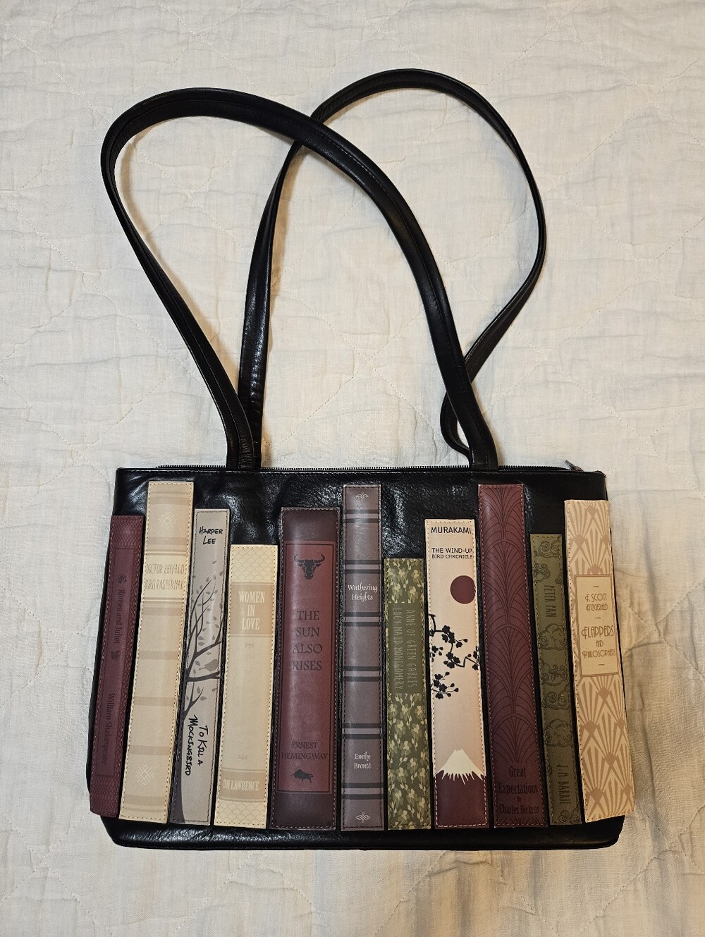 Unique "Book" Purse, Black Leather Size Medium